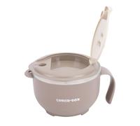 Bewinner Bol à Ramen pour -ondes avec Couvercle et Poignée, Bol à Nouilles isolé en Acier Inoxydable 316 avec Cuillère, Joint étanche et Couvercle Multifonctionnel, Beige, Idéal pour les Dortoirs