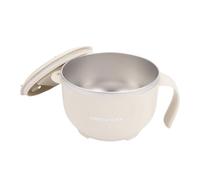 Bewinner Bol à Ramen pour -ondes avec Couvercle et Poignée, Bol à Nouilles isolé en Acier Inoxydable 316 avec Cuillère, Joint étanche et Couvercle Multifonctionnel, Beige, Idéal pour les Dortoirs