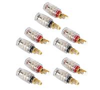 Bewinner Borne de Liaison de Haut-parleur Plaquée or, Connecteur Jack Banane, 10 Pièces pour Amplificateur Audio, Amplificateur de Puissance - Fiche Banane 4 Mm, Borne à Cosse, Fil Nu - Fiable et