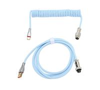 Bewinner Câble de Clavier enroulé, Câble D'espace de Clavier Mécanique enroulé de Type C vers USB A avec Connecteur Aviateur Détachable pour Clavier de Jeu et Téléphone Portable (Bleu)