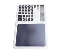 Bewinner Calculatrice Multifonctionnelle à Grand écran à 12 Chiffres avec Bloc-Notes Bloc-Notes alimenté par Batterie Solaire pour l'école, la Maison, Le Bureau, Blanc (White)