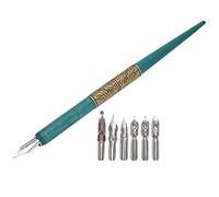 Bewinner Calligraphie Plume Trempeuse Set avec 6 Plumes (Cyan) | Conception légère, adaptée à la calligraphie anglaise, pointes de stylo durables, styles variés
