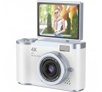Bewinner Caméra Numérique 1080p pour la Photographie, Caméra de vlog 48MP avec écran Flip de 2,4 ", Caméras de Voyage Compactes de Zoom Numérique 18X pour Débutant pour Débutant (White)