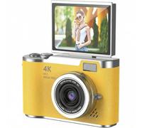 Bewinner Caméra Numérique 1080p pour la Photographie, Caméra de vlog 48MP avec écran Flip de 2,4 ", Caméras de Voyage Compactes de Zoom Numérique 18X pour Débutant pour Débutant (Yellow)