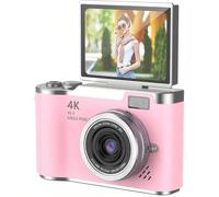 Bewinner Caméra Numérique 1080p pour la Photographie, Caméra de vlog 48MP avec écran Flip de 2,4 ", Caméras de Voyage Compactes de Zoom Numérique 18X pour Débutant pour Débutant (Rose)