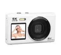 Bewinner Caméra Numérique 5K pour Photographie, Caméra de Vlog WiFi 80MP avec Flash, Double écran, Caméras de Voyage Compactes Zoom Compactes Autofocus 18x pour Débutant (White)