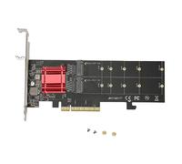 Bewinner Carte Adaptateur Double M.2 PCIe NVMe, Adaptateur Double M.2 PCIe NVMe avec Fonction de Bifurcation PCIe, Canaux SSD vers PCE 3.1 X8 X16, Prise en NVMe SSD 2230 2242 2260