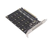 Bewinner Carte Adaptateur NVME M.2 vers PCIE X16 pour Ordinateur de Bureau, Adaptateur M.2 vers PCIE X16 4 Ports 32 Gbit/s, avec Indicateurs LED, Support Disque Dur : SSD M.2 NVME