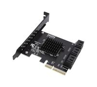 Bewinner Carte Contrôleur PCIe 4X à 6 Ports 3.0, Carte D'extension Adaptateur HDD SSD 6Gbps avec Puce Realtek RTL9100, pour 10 11 Systèmes