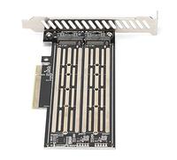 Bewinner Carte de Transfert Adaptateur Double M.2 PCIe M-Key NVMe M.2 vers PCIe X8 Carte Adaptateur SSD de Stockage de Grande Capacité à Double Chiffre 2230, 2240, 2260, 2280, 22110
