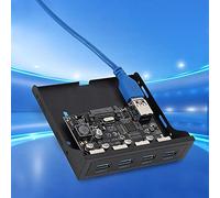 Bewinner Carte d'extension PCI-E vers 4X USB 3.0, Carte Riser d'adaptateur de Baie de Disquette Avant à Puce avec Alimentation, Noir