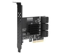 Bewinner Carte d'extension PCI-E vers 6 Ports 3.0, Adaptateur Hub d'interface 6 Gbit/s PCIe 3.0 Gen3 4X pour Disques Durs, SSD, Lecteur Optique, Plug and Play, Indicateur LED