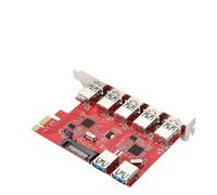 Bewinner Carte d'extension PCIe vers USB 3.0 avec 7 Ports et Adaptateur Réseau Ethernet RJ45 Gigabit 1 Gbit/s, Chipset Via, Plug and Play pour PC de Bureau