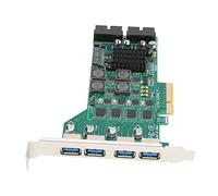 Bewinner Carte D'extension PCIE vers USB 3.0, Carte d'alimentation Indépendante 4 Canaux 5 Gbps USB3.0 3A PCI Express USB 3.0 pour