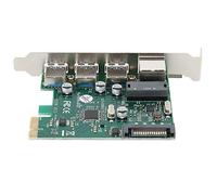 Bewinner Carte D'extension USB 3.0, Carte de Montage D'adaptateur avec 3 Ports Haute Vitesse Port USB3.0 et 1 Port RJ45 LAN Ethernet Support Réseau en Ligne et Réveil à Distance PCI Express