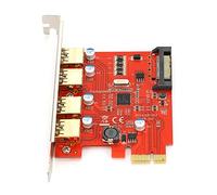 Bewinner Carte D'extension USB3.0, Carte Adaptateur PCI-E 1X 4X 8X 16X 4 Ports pour Wind XP/2003/win7/win8/10.8/Win10 32 Bits/64 Bits, Carte de Montage pour Ordinateur 5000/480/12/1.5