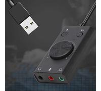 Bewinner Carte Son USB pour Ordinateur de Bureau, Ordinateur Portable, Adaptateur Multifonction SC2, Lecteur Gratuit, Prise Casque 3,5 Mm, Microphone combiné avec Contrôle du Volume et Interrupteur de