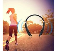 Bewinner Casque de Cou Bluetooth sans Fil avec écouteurs Rétractables, écouteurs Stéréo Antibruit, Pliable, 300 Heures de Veille, Connexion Double Appareil (Black)