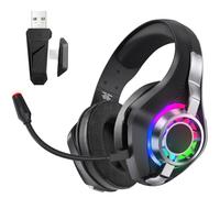 Bewinner Casque de Jeu sans Fil 2,4 GHz, Surround 7.1, RVB, Micro ENC, Autonomie de 40 Heures (Black)
