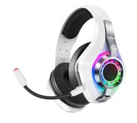 Bewinner Casque de Jeu sans Fil 2,4 GHz, Surround 7.1, RVB, Micro ENC, Autonomie de 40 Heures (White)