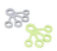 Bewinner Civière de Doigt en Silicone, 2 Pièces, Entraîneur de Force élastique Souple, 6,6lb pour les Employés de Bureau, Vert Clair + Gris Clair