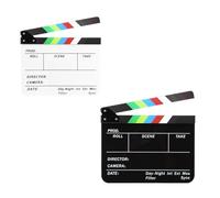 Bewinner Clap en Acrylique 2 Pièces avec Bâton Magnétique et Barres de Couleur, Tableau D'ardoise Effaçable pour Production Vidéo, Photographie, Marquage de Scène, Réalisateurs et Cinéastes