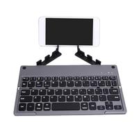 Bewinner Clavier Bluetooth Pliable avec Support de Téléphone, Clavier de Voyage Portable Mince de 6 Mm, Clavier sans Fil Rechargeable de 140mAh, Conception Pliante Silencieuse pour (Gris Noir)