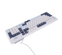 Bewinner Clavier de Jeu Filaire rétroéclairé RVB avec Bouton, Clavier d'ordinateur USB pour Jeux sur PC, Touches Arc Colorées ABS, de Bureau Portable Plug and Play