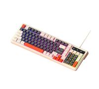 Bewinner Clavier Mécanique Filaire à 98 Touches, rétroéclairé RVB avec Touches Trois Couleurs, 19 Anti-Image Fantôme pour Bureau de Jeu (Couleur du thé au Lait)