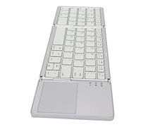 Bewinner Clavier Pliable avec Pavé Tactile, 63 Touches Portable sans Fil Clavier pour Smartphone, Tablette, Clavier de Poche Ergonomique Support Connexion 10m, Rechargeable (Argent