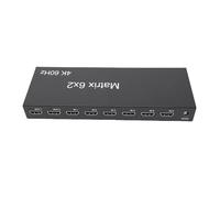 Bewinner Commutateur D'interface Multimédia HD 4K 60 Hz 6 X 2, Répartiteur Vidéo Transparent avec Sortie Optique SPDIF 3,5 Mm, Télécommande pour Projecteurs à Double écran (Prise UE)