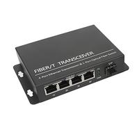 Bewinner Convertisseur de Média Ethernet Gigabit, Convertisseur de Média Fibre 1 SFP vers 4 RJ45, Commutateur Fibre Ethernet Port RJ45 pour Réseau 10/100, 120 Km (Prise UE)