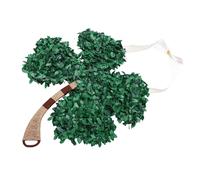 Bewinner Couronne de Trèfle Vert Artificiel Porte-Bonheur pour Décoration de la Saint-Patrick - Tige Rustique Enveloppée de Ficelle, Nœud Suspendu, Guirlande en Plastique Polyvalente pour Cheminée,