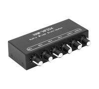 Bewinner Distributeur de Mélangeur Stéréo 2 Entrées 4 Sorties, Contrôle du Volume Indépendant, Mélangeur de Ligne d'amplification 5x pour Clavier de Guitare PC, de Bureau à Très Faible Bruit
