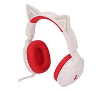 Bewinner Écouteurs Bluetooth Cat Ear avec Lumières LED |35 Heures de Lecture, Micro Pliable, Volume Sûr 85 DB pour Enfants/Adultes, Double Mode Filaire/sans Fil. (Rouge)