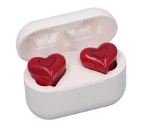 Bewinner Écouteurs sans Fil Bluetooth 5.3 avec Micro intégré, écouteurs Stéréo HiFi avec Suppression du Bruit avec étui de Chargement, Design Ergonomique en Forme de Cœur (Rouge)