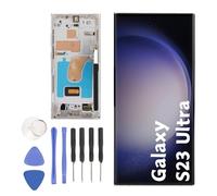Bewinner Écran de Remplacement 3088 X 1440 pour S23 Ultra, Assemblage D'écran Tactile de Téléphone avec Outils de Réparation pour S23 Ultra 5G SM S918B Version UE (Silver)