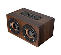 Bewinner Enceinte Bluetooth 4.0 Portable sans Fil en Bois - Radio FM, Horloge Alarme, Subwoofer Rétro avec Microphone Intégré et Son HiFi Stéréo