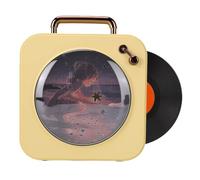 Bewinner Enceinte Bluetooth Rétro avec Lumières RGB et Lecture Automatique de Disques, Enceinte Stéréo sans Fil Vintage, Compatible USB, AUX et Carte TF, 8 W, 1800 MAh, Portable pour la (Yellow)