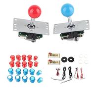 Bewinner Encodeur USB, Pièces de Bricolage, Construction Facile, Machine de Jeu Multijoueur, Ensemble de Joysticks de Galvanoplastie pour 2 Joueurs (rouge + bleu)