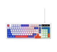 Bewinner Ensemble Clavier et Souris de Jeu rétroéclairé RVB, 98 Touches, Clavier USB Filaire Compact avec Touches de Raccourci Multimédia et 7 Modes D'éclairage de Couleur, pour O (Bleu Blanc)