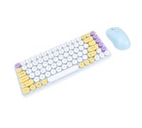 Bewinner Ensemble Clavier et Souris sans Fil, 85 Touches Rétro Bluetooth 2,4 G, Clavier sans Fil avec Touches Rondes Amovibles, pour Ordinateur PC OS X