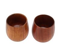 Bewinner Ensemble de 5 Tasses à thé en Bois, Tasse à café et à Vin en Bois Massif Faites à la Main, Tasses à thé écologiques de Style Japonais pour Boissons Chaudes, saké, Bière (Paquet de 2)