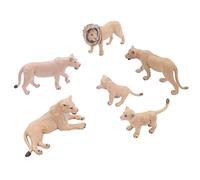 Bewinner Ensemble de 6 Familles de Lions Réalistes, Mini Figurines d'animaux Sauvages Réalistes, Modèle de Lion en Vinyle Non Toxique pour Projet Scolaire, Décoration de Gâteau et Jeu Imaginatif -