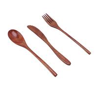 Bewinner Ensemble de Couverts en Bois, Cuillère Portable Anti-rayures, fourchette, Vaisselle avec Boîte - Léger et Réutilisable pour Desserts, Salades, Nouilles, Voyage, Camping, Pique-nique