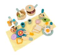 Bewinner Ensemble de Jeu d'ustensiles de Cuisine en Bois pour Enfants, Scène éducative Simulée avec Bois de Cerisier de qualité, Couleurs Vives, Jouet de Jeu de Rôle de 40 Pièces