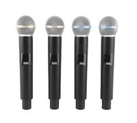 Bewinner Ensemble de Microphones sans Fil VHF, 4 Micros Dynamiques Portables sans Fil avec Récepteur Rechargeable, Portée de 164 Pieds pour karaoké, église, Parole, Chant