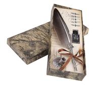 Bewinner Ensemble de Stylos Plume avec 6 Plumes et Bouteille d'encre - Stylo Plume de Calligraphie pour l'écriture, Coffret Cadeau de Papeterie Antique, Pointe de 0,5 Mm avec 5 Remplacements (BLACK)