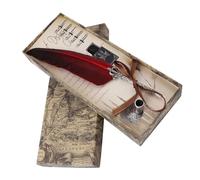 Bewinner Ensemble de Stylos Plume de Calligraphie Anglaise avec 5 Plumes, Encre et Support - Coffret Cadeau de Papeterie d'écriture Antique pour Débutants et Professionnels (rouge)