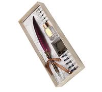 Bewinner Ensemble de Stylos Plume Vintage pour l'écriture de Calligraphie, Coffret Cadeau Complet avec 10 Plumes, Bouteille d'encre Vide et Porte-stylo en Métal, Marron - Idéal pour les Amoureux,